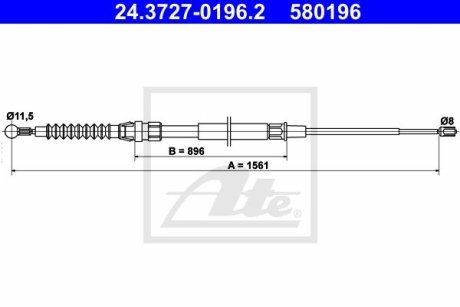 Трос, стоянкова гальмівна система ATE 24.3727-0196.2 (фото 1)