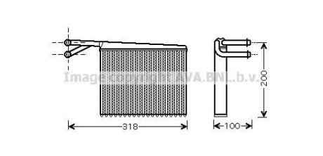 Радиатор обігрівача MERCEDES SPRINTER W 901-905 (95-) (вир-во) AVA COOLING MSA6372 (фото 1)