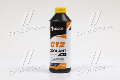 Антифриз YELLOW G12 Сoolant Ready-Mix -36°C<> (желтый) (Канистра 1кг) Axxis AX-P999-G11Ye RDM1
