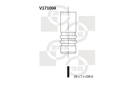 Клапан 28x7x108.6 ex alfa 156 2.0 16v ar32301, a BGA V171004
