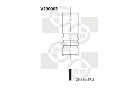 КЛАПАН 26.0x6.0x97.0 EX OPL VECTRA/OMEGA 2.0TDI 16V 97- BGA V290003