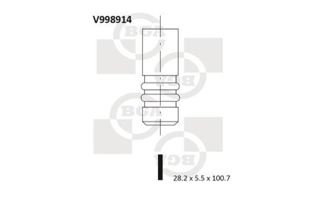 Клапан 28.3x5.5x100.8 cit c2c3c4pgt 206207307 BGA V998914