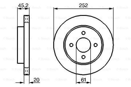 Диск гальмівний NISSAN Almera N15 \\R \\95-00 BOSCH 0986479238 (фото 1)