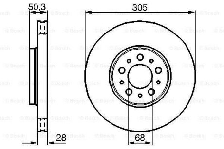 ДИСК ГАЛЬМIВНИЙ ПЕРЕДНIЙ COATED BOSCH 0 986 479 C59