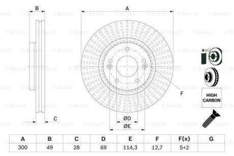 Диск гальмівний HYUNDAI/KIA Santa Fe/Sorento \\F \\09>> BOSCH 0986479F19