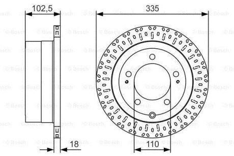 Диск гальмівний TOYOTA Land Cruiser J6/J7/J10 \\R \\98-07 PR2 BOSCH 0986479U32