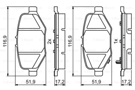 Комплект гальмівних колодок з 4 шт. дисків BOSCH 0986495397 (фото 1)