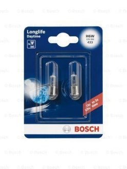 ЛАМПА H6W 12V Longlife Daytime блистер 2 шт. - знято з вир-ва BOSCH 1987301061