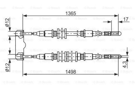 Трос ручного гальма BOSCH 1987477130