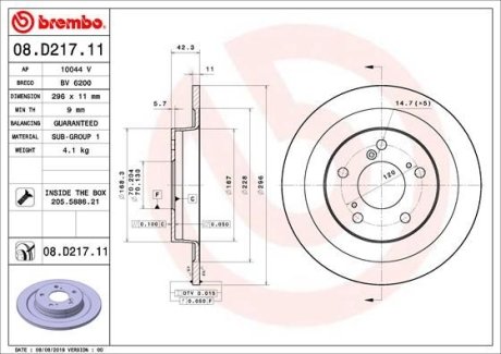 Гальмівний диск BREMBO 08.D217.11