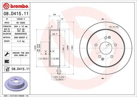 Гальмівний диск BREMBO 08.D415.11 (фото 1)