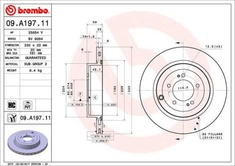 Гальмівний диск BREMBO 09.A197.11 (фото 1)