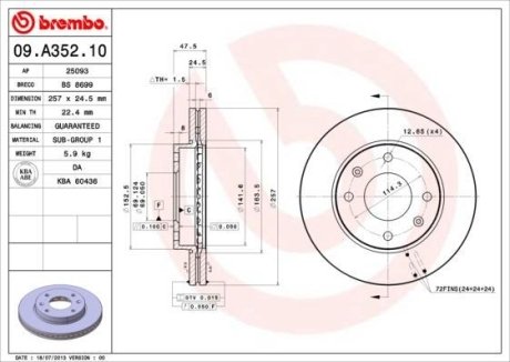 Гальмівний диск BREMBO 09.A352.10