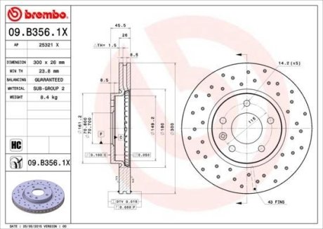 Гальмівний диск BREMBO 09B3561X (фото 1)