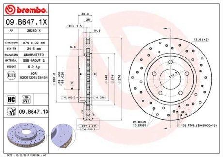 Гальмівний диск BREMBO 09B6471X