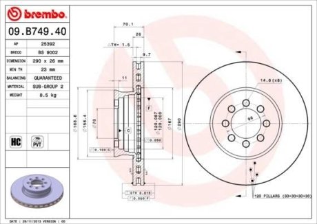 Гальмівний диск BREMBO 09B74940