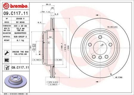 Гальмівний диск BREMBO 09.C117.11