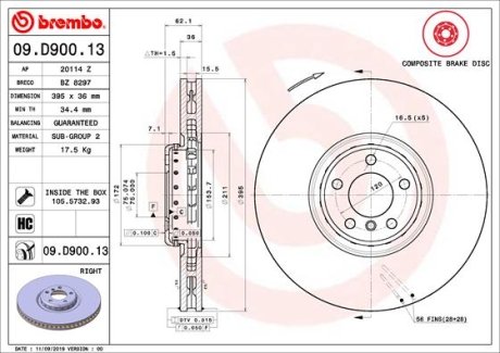 Диск гальмівний BREMBO 09.D900.13