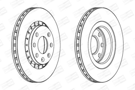 Диск тормозной передний (кратно 2шт.) Opel Astra F, Vectra A, Vectra B CHAMPION 561488CH