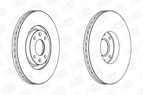 Диск тормозной передний (кратно 2шт.) CITROEN C4 Grand Picasso I (UA_) 06-13, C4 I (LC_) 04-14 CHAMPION 562267CH (фото 1)