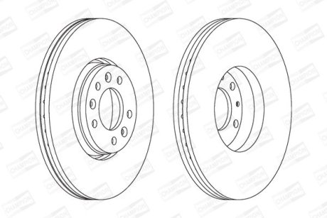 Диск тормозной передний (кратно 2шт.) Citroen Jumpy (07-16), C5/Fiat Scudo (07-16)/Peugeot Expert (07-) CHAMPION 562622CH (фото 1)