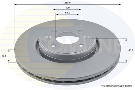 - Диск гальмівний вентильований з покриттям COMLINE ADC1517V