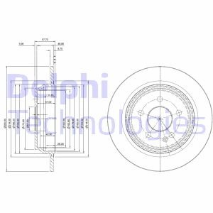 Гальмiвнi диски фарбованi заднi Delphi BG4063C (фото 1)