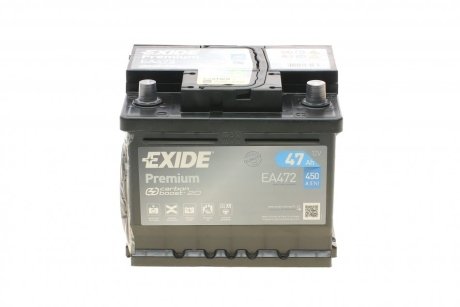 Автомобильный аккумулятор Premium Carbon Boost 6СТ-47Ah АзЕ 450A (EN) EXIDE EA472 (фото 1)