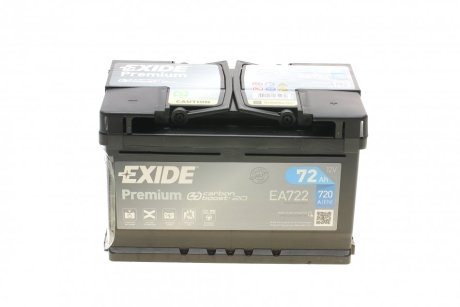 Автомобильный аккумулятор Premium Carbon Boost 6СТ-72Ah АзЕ 720A (EN) (4885) EXIDE EA722 (фото 1)