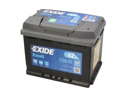 Акумулятор 62Ah-12v EXCELL (242х175х190), R, EN540 EXIDE EB620