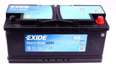 Автомобильный аккумулятор 105Ah 950A 392/175/190 EXIDE EK1050