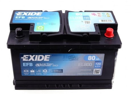 Автомобильный аккумулятор EFB Start-Stop 6СТ-80Ah АзЕ 720A EXIDE EL800 (фото 1)