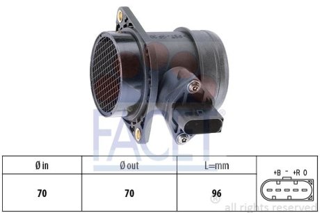 Витратомір повітря (5 конт.) VW T4/ LT II 1.9D/2.5D 95-06 (L=96) FACET 10.1284