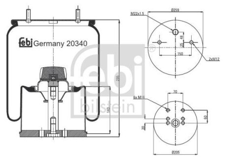 Пневмоподушка підвіски FEBI BILSTEIN 20340