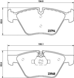 Гальмівні колодки пер. BMW 3(E90)/1(E81) 04-13 (ATE) (154,8x63,6x20) HELLA 8DB355011321 (фото 1)