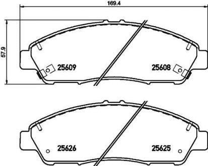 Дискові гальмівні колодки перед.Honda Pilot /Acura MDX 2007- HELLA 8DB355020211