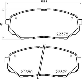 Гальмівнi колодки перед. дисковi (з датч. зносу) KIA SORENTO III 2.0/2.2D/2.4 01.15- HELLA 8DB355024901