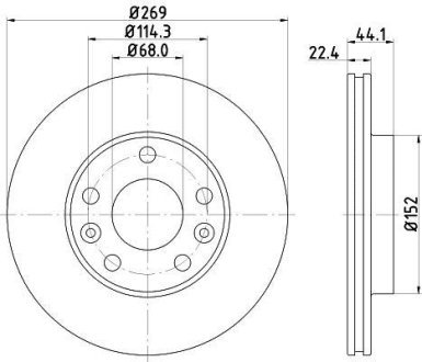 Ø 269 mm Диск гальмівний перед. Dacia Duster/Renault Megane III/Scenic III 1.4-2.0 08- HELLA 8DD355122431