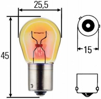 Лампа накаливания py21w 24v 21w bau 15s оранжевыйheavy duty HELLA 8GA 006 841-251