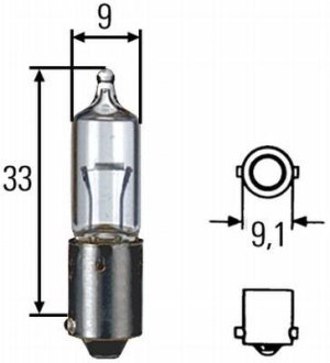 Лампа розжарювання, H10W 12V 10W BA9s HELLA 8GH002473191