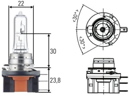 Лампа 12V H15 15/55W PGJ23t-1 HELLA 8GJ168119001