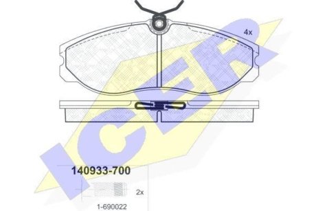 Комплект гальмівних колодок (дискових) ICER 140933700