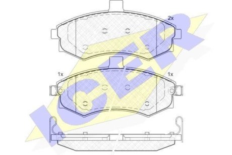 Гальмівні колодки, дискове гальмо (набір) ICER 181643 (фото 1)