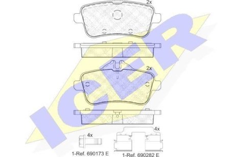 Комплект гальмівних колодок (дискових) ICER 182072-067 (фото 1)