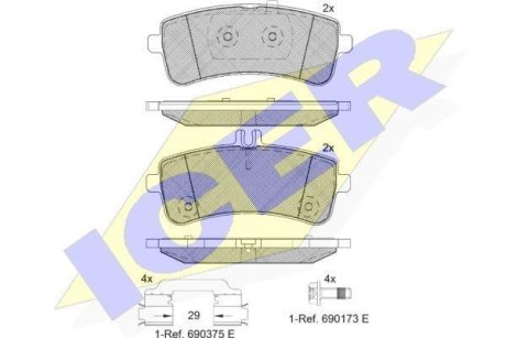 Комплект гальмівних колодок (дискових) ICER 182145-202