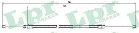 Трос ручника левый 607 724mm LPR C0649B