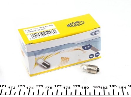 Автолампа T3W BA9s 3 W прозрачная MAGNETI MARELLI 002893200000 (фото 1)