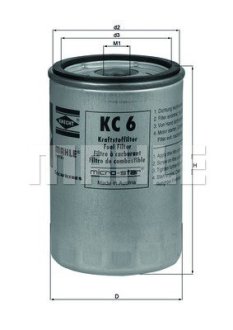 Фільтр паливний KHD, MAHLE / KNECHT KC 6 (фото 1)