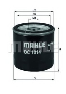 Фільтр оливи MAHLE / KNECHT OC1014 (фото 1)