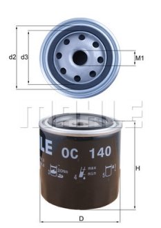 Масляний фiльтр MAHLE / KNECHT OC140 (фото 1)